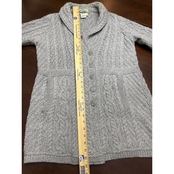 Aran Crafts Merino Wool Ireland Knit Sweater Double Breasted Long Cardigan Large - Picture 4 of 8